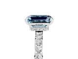 White gold Emerald Cut Aquamarine Solitaire Engagement Ring with Pavé Band and Four-Prong Setting_5