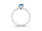 White gold Emerald Cut Aquamarine Solitaire Engagement Ring with Round Band and Four-Prong Setting_3