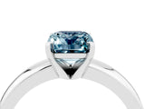 White gold Emerald Cut Aquamarine Solitaire Engagement Ring with Round Band and Four-Prong Setting_4