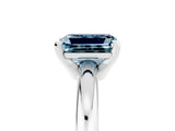 White gold Emerald Cut Aquamarine Solitaire Engagement Ring with Round Band and Four-Prong Setting_5
