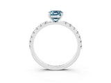 10K White Gold Aquamarine Solitaire Pavé Band with Four-Prong Setting
