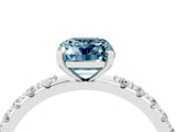10K White Gold Aquamarine Solitaire Pavé Band with Four-Prong Setting