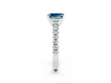 White gold Emerald Cut Aquamarine Solitaire Pavé Engagement Ring with Round Band and Prong Setting_14