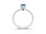 White gold Emerald Cut Aquamarine Solitaire Pavé Engagement Ring with Round Band and Prong Setting_15