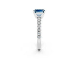 White gold Emerald Cut Aquamarine Solitaire Pavé Engagement Ring with Round Band and Prong Setting_62