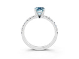 White gold Emerald Cut Aquamarine Solitaire Pavé Engagement Ring with Round Band and Prong Setting_65