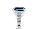 White gold Emerald Cut Aquamarine Solitaire Pavé Engagement Ring with Round Band and Prong Setting_67