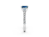 White gold Emerald Cut Aquamarine Solitaire Pavé Engagement Ring with Round Band and Prong Setting_74