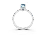 White gold Emerald Cut Aquamarine Solitaire Pavé Engagement Ring with Round Band and Prong Setting_75