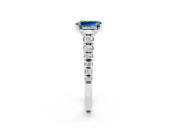 White gold Emerald Cut Aquamarine Solitaire Ring with Cathedral Setting and Pavé Band_2