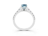 White gold Emerald Cut Aquamarine Solitaire Ring with Cathedral Setting and Pavé Band_3