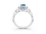 White gold Emerald Cut Aquamarine Solitaire Ring with Filigree Band and Four-Prong Setting_48