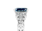 White gold Emerald Cut Aquamarine Solitaire Ring with Filigree Band and Four-Prong Setting_50