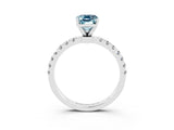 White gold Emerald Cut Aquamarine Solitaire Ring with Pavé Accents and Four-Prong Setting_3