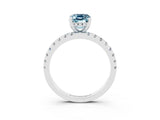 White gold Emerald Cut Aquamarine Solitaire Ring with Pavé Band and Four-Prong Setting_27