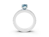White gold Emerald Cut Aquamarine Solitaire Ring with Pavé and Channel Set Band_15