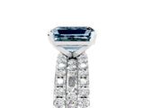 White gold Emerald Cut Aquamarine Solitaire Ring with Pavé and Channel Set Band_15