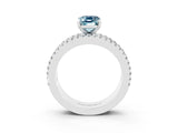 White gold Emerald Cut Aquamarine Solitaire Ring with Pavé and Channel Set Band_27