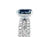 White gold Emerald Cut Aquamarine Solitaire Ring with Pavé and Channel Set Band_29