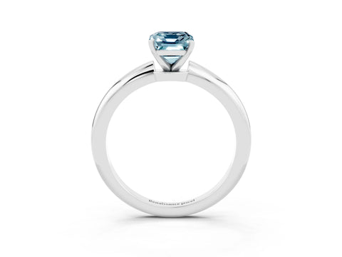 White gold Emerald Cut Aquamarine Solitaire Ring with Six-Prong Setting and Classic Band_3