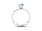 White gold Emerald Cut Aquamarine Solitaire Ring with Thin Band and Four-Prong Setting_15