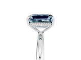 White gold Emerald Cut Aquamarine Solitaire Ring with Thin Band and Four-Prong Setting_17