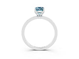 White gold Emerald Cut Aquamarine Solitaire Ring with Thin Band and Prong Setting_15