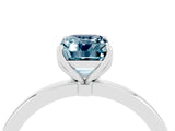 White gold Emerald Cut Aquamarine Solitaire Ring with Thin Band and Prong Setting_16