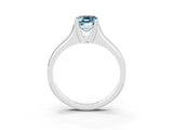 White gold Emerald Cut Aquamarine Solitaire Ring with Wide Band and Prong Setting_3