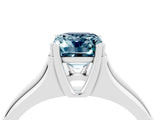 White gold Emerald Cut Aquamarine Solitaire Ring with Wide Band and Prong Setting_4