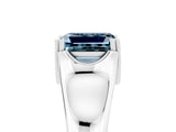 White gold Emerald Cut Aquamarine Solitaire Ring with Wide Band and Prong Setting_5