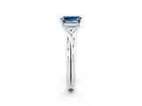 White gold Emerald Cut Aquamarine Solitaire Twist Band Prong Setting Ring_34