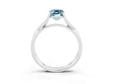 White gold Emerald Cut Aquamarine Solitaire Twist Band Prong Setting Ring_35