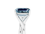 White gold Emerald Cut Aquamarine Solitaire Twist Band Prong Setting Ring_37