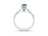 White gold Emerald Cut Aquamarine Solitaire with Side Baguettes and Channel Set Band_3