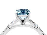 White gold Emerald Cut Aquamarine Solitaire with Side Baguettes and Channel Set Band_4