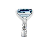 White gold Emerald Cut Aquamarine Solitaire with Side Baguettes and Channel Set Band_5