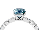 White gold Emerald Cut Aquamarine Solitaire with Side Stones on a Pavé Band and Four-Prong Setting_4