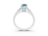 White gold Emerald Cut Aquamarine Split Shank Engagement Ring with Pavé Band_3