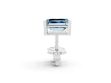 White gold Emerald Cut Aquamarine Stud Earrings_20
