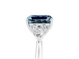 Platinum Aquamarine Three-Stone Ring with Pear Side Stones and Prong Setting
