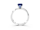 White gold Emerald Cut Blue Sapphire Engagement Ring with Side Stone Accents and Four-Prong Setting_30