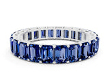 White gold Emerald Cut Blue Sapphire Eternity Band with Shared Prong Setting_6