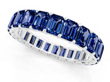 White gold Emerald Cut Blue Sapphire Eternity Band with Shared Prong Setting_7