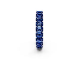White gold Emerald Cut Blue Sapphire Eternity Band with Shared Prong Setting_8