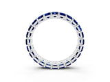 White gold Emerald Cut Blue Sapphire Eternity Band with Shared Prong Setting_9