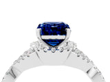 White gold Emerald Cut Blue Sapphire  Halo Twist Band Solitaire Prong Setting Ring_28