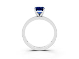 White gold Emerald Cut Blue Sapphire Milgrain Pavé Engagement Ring with Four-Prong Setting_15