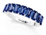 White gold Emerald Cut Blue Sapphire Prong-Set Eternity Band_7