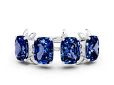 White gold Emerald Cut Blue Sapphire Prong-Set Half Eternity Band_18